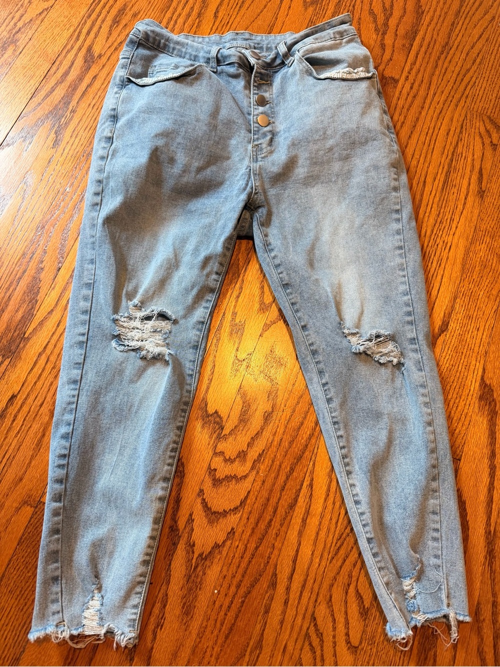 SHEIN High-Rise Button Fly Distressed Women’s Cropped Jeans - Size 0XL
